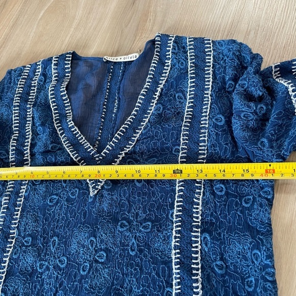 Alive & Olivia Blue Boho Summer Top with White Stitching. Size XS - Picture 9 of 10